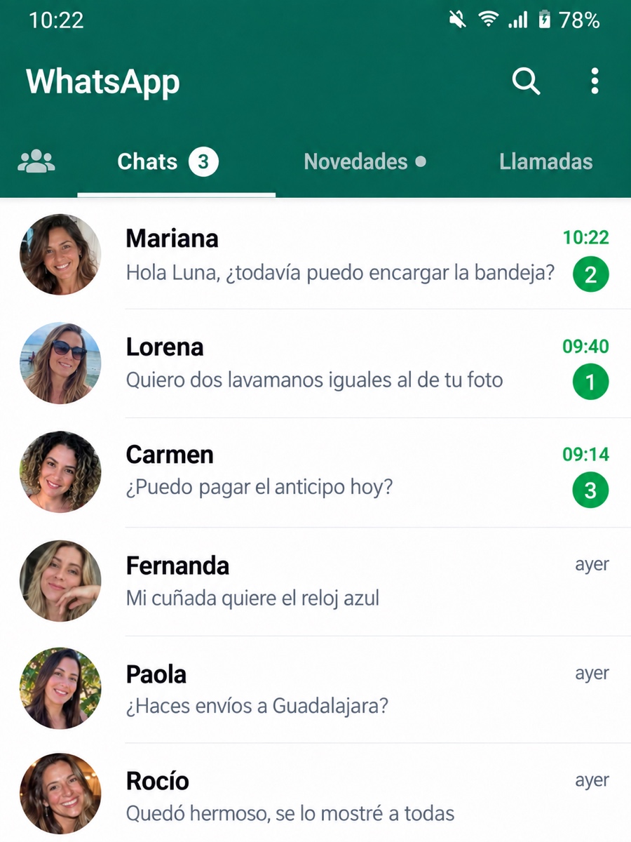 Conversaciones de WhatsApp con pedidos
